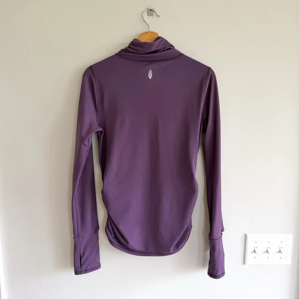 Free People Movement Wonderland Warmth Full Zip Ruched Front Jacket Top Purple M